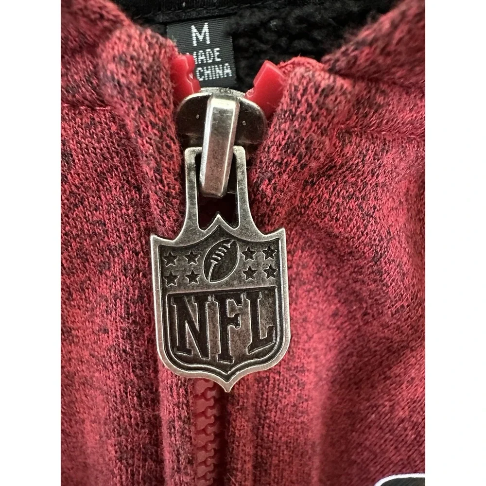 NFL 49ERS Zip Up Hoodie W/sherpa Lining Sz M Embroidered Letters